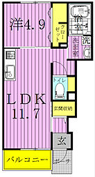 サンフラワー 1LDKの間取図画像