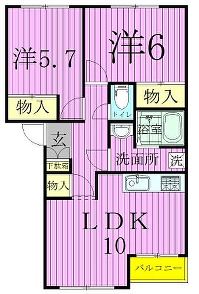 エスポアール 102｜千葉県柏市塚崎(賃貸アパート2LDK・1階・51.24㎡)の写真 その2