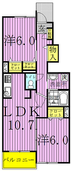 カーサ・大井A 104｜千葉県柏市大井(賃貸アパート2LDK・1階・55.42㎡)の写真 その2