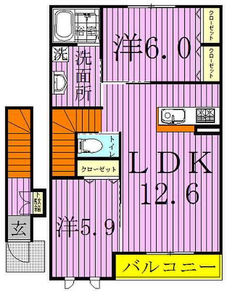 プランドールI 203｜千葉県野田市山崎(賃貸マンション2LDK・2階・60.83㎡)の写真 その2