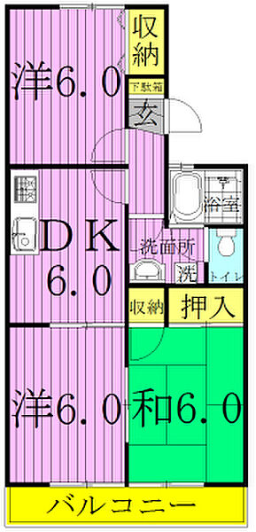 ファーストコーポII 205｜千葉県柏市豊四季(賃貸アパート3DK・2階・53.39㎡)の写真 その2