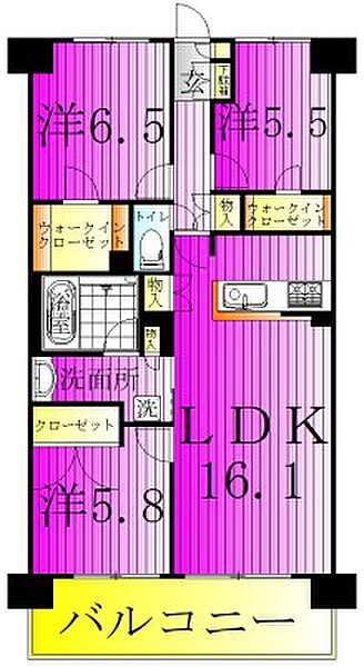 クレストフォルム柏サウスウィング 614｜千葉県柏市柏(賃貸マンション3LDK・6階・75.95㎡)の写真 その2