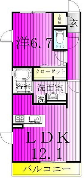 オリーブガーデンひばりが丘 105｜千葉県柏市ひばりが丘(賃貸アパート1LDK・1階・46.12㎡)の写真 その2