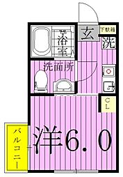 コンフォルト柏 3階1Kの間取り