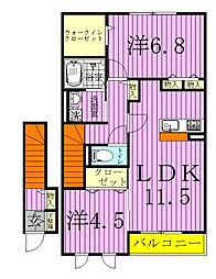 エスペランサ 2階2LDKの間取り