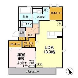 クレーストS 3階1SLDKの間取り