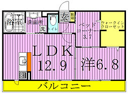 エスポワール　E 1階1SLDKの間取り