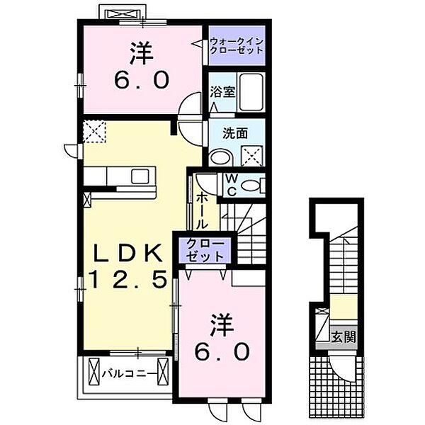 シャン・ストリームB 201｜栃木県下都賀郡野木町大字友沼(賃貸アパート2LDK・2階・58.95㎡)の写真 その2