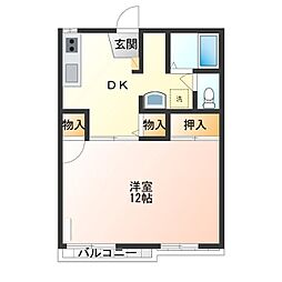 ベルメゾンスィ 1DKの間取図画像