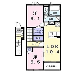 アンフィニ 2階2LDKの間取り