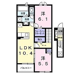 アンフィニ 2階2LDKの間取り