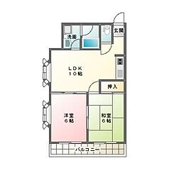 ハイランドパレス 2LDKの間取図画像
