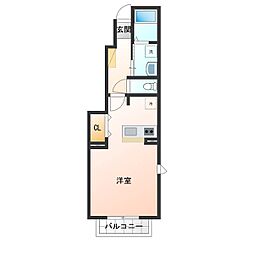 サンライトヴィラC 1Kの間取図画像