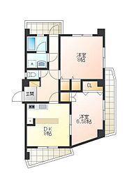 メゾンタカキュー 2DKの間取図画像