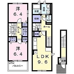 ラ・ポルト 2LDKの間取図画像