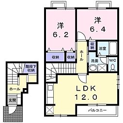 ラフレシールD棟 2LDKの間取図画像