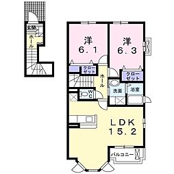 プリマヴェーラB 2LDKの間取図画像