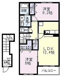 アルドール・レジデンスA 2LDKの間取図画像