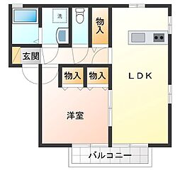 シャトーファミリーハイツ伍番館 1LDKの間取図画像