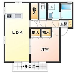 シャトーファミリーハイツ六番館 1LDKの間取図画像