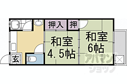 北山田荘 2Kの間取図画像