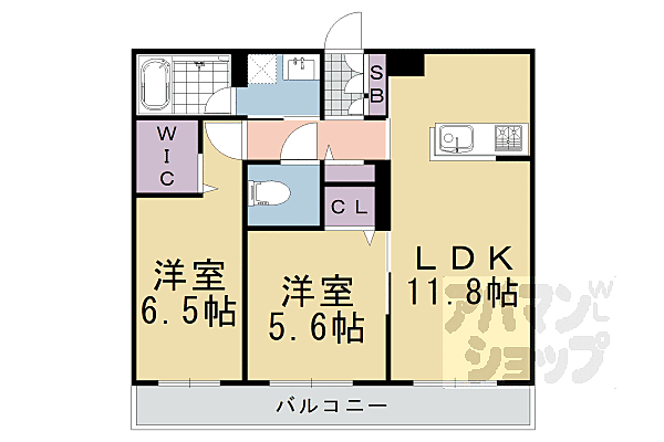 Ｇｒａｎｄ　Ｌｏｕｖｒｅ　長岡京 203｜京都府長岡京市神足2丁目(賃貸マンション2LDK・2階・55.25㎡)の写真 その2