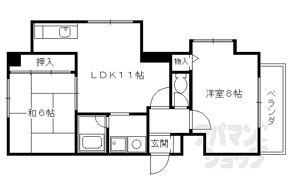 シベール 203｜京都府京都市西京区桂河田町(賃貸マンション2LDK・2階・55.69㎡)の写真 その2