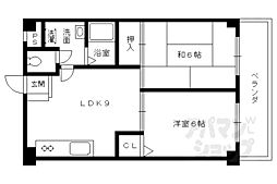 ラ・グラシューズ 3階2LDKの間取り