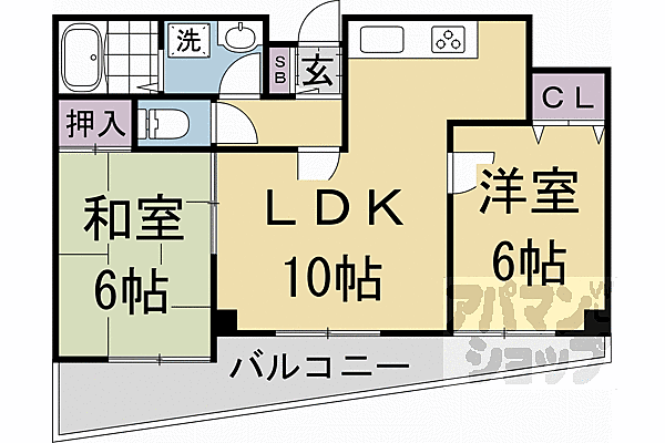 京都府京都市右京区太秦上ノ段町(賃貸マンション2LDK・2階・51.64㎡)の写真 その2