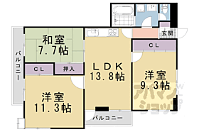 ハイツエリーｐａｒｔII 306 ｜ 京都府京都市西京区松室追上ゲ町（賃貸マンション3LDK・3階・78.72㎡） その2