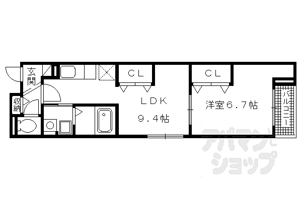 グランディオーズ桂 203｜京都府京都市西京区上桂前田町(賃貸マンション1LDK・2階・40.00㎡)の写真 その2