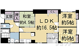 ＴＷＩＮＫＬＥＣＯＵＲＴ桂ＥＡＳＴ 3階3LDKの間取り