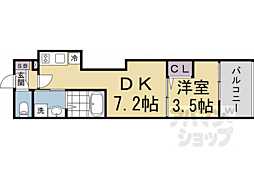 JR山陰本線 花園駅 徒歩9分の賃貸アパート 1階1DKの間取り