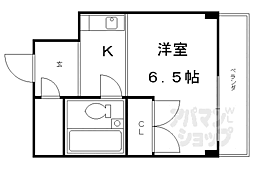 京福電気鉄道北野線 北野白梅町駅 徒歩20分の賃貸マンション 3階1Kの間取り