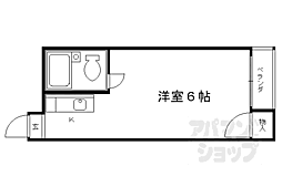 JR山陰本線 太秦駅 徒歩9分の賃貸マンション 3階ワンルームの間取り