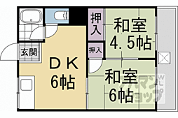 谷ケ辻ハイツ 2DKの間取図画像