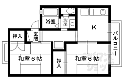 ヴィルベール奥村A 2DKの間取図画像