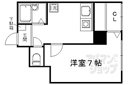 JR山陰本線 円町駅 徒歩9分の賃貸マンション 2階1Kの間取り