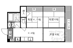 JR山陰本線 太秦駅 徒歩8分の賃貸マンション 4階3Kの間取り