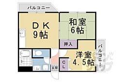JR山陰本線 馬堀駅 徒歩5分の賃貸マンション 2階2DKの間取り