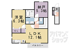 JR山陰本線 馬堀駅 徒歩29分の賃貸アパート 2階1SLDKの間取り