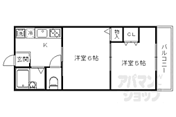 阪急嵐山線 松尾大社駅 徒歩15分の賃貸アパート 2階2Kの間取り