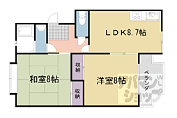 ハイコーポＦＵＪＩＴＡ 2階2LDKの間取り