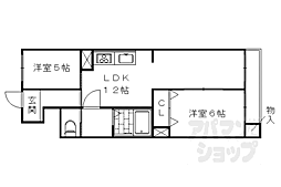 阪急京都本線 西京極駅 徒歩5分の賃貸マンション 5階2LDKの間取り