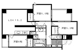JR山陰本線 嵯峨嵐山駅 徒歩4分の賃貸マンション 2階3LDKの間取り
