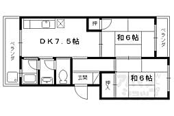 中原マンション 2DKの間取図画像