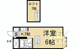 JR山陰本線 亀岡駅 徒歩20分の賃貸アパート 2階1Kの間取り