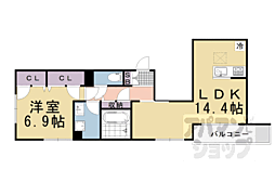 べレオ桂 1階1LDKの間取り
