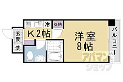 阪急京都本線 西京極駅 徒歩12分の賃貸マンション 6階1Kの間取り