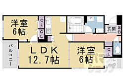 JR山陰本線 亀岡駅 徒歩17分の賃貸アパート 1階2LDKの間取り